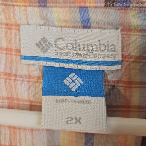 Columbia PFG Sun Drifter II Shirt Womens 2X Orange Plaid - Picture 4 of 5